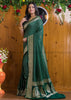 Worldly Green Banarasi Semi Katan Silk Saree