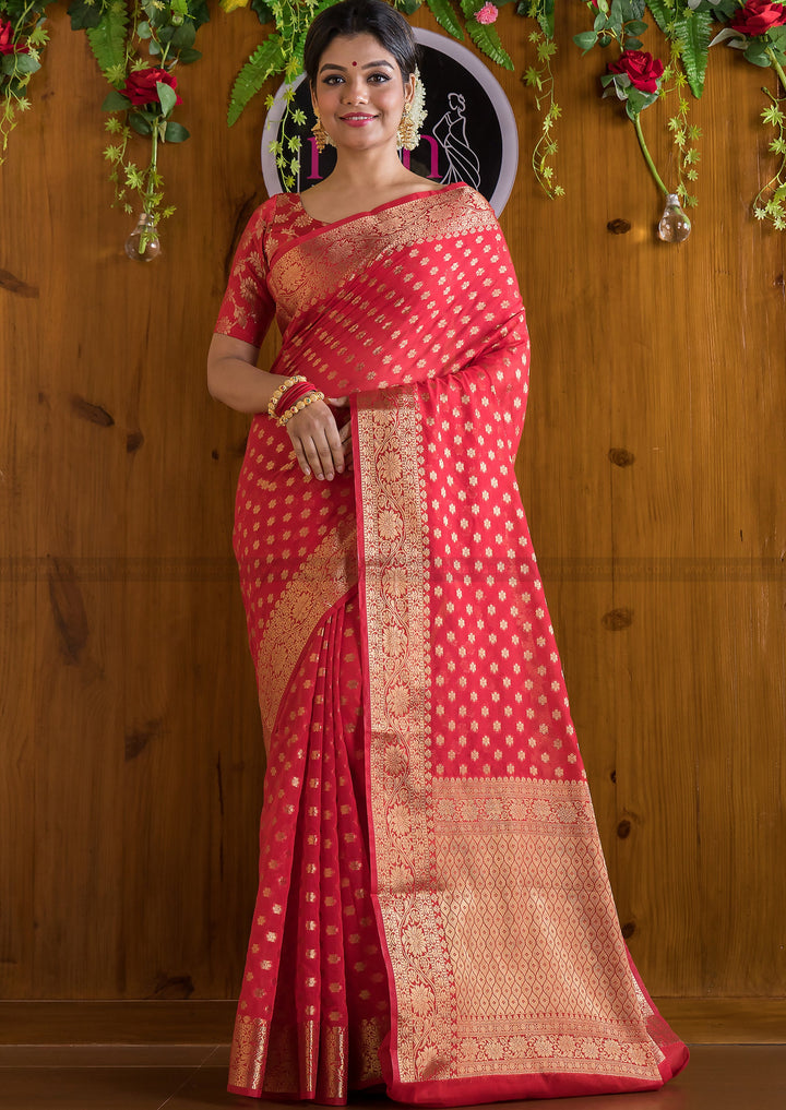 Crimson Red Banarasi Saree