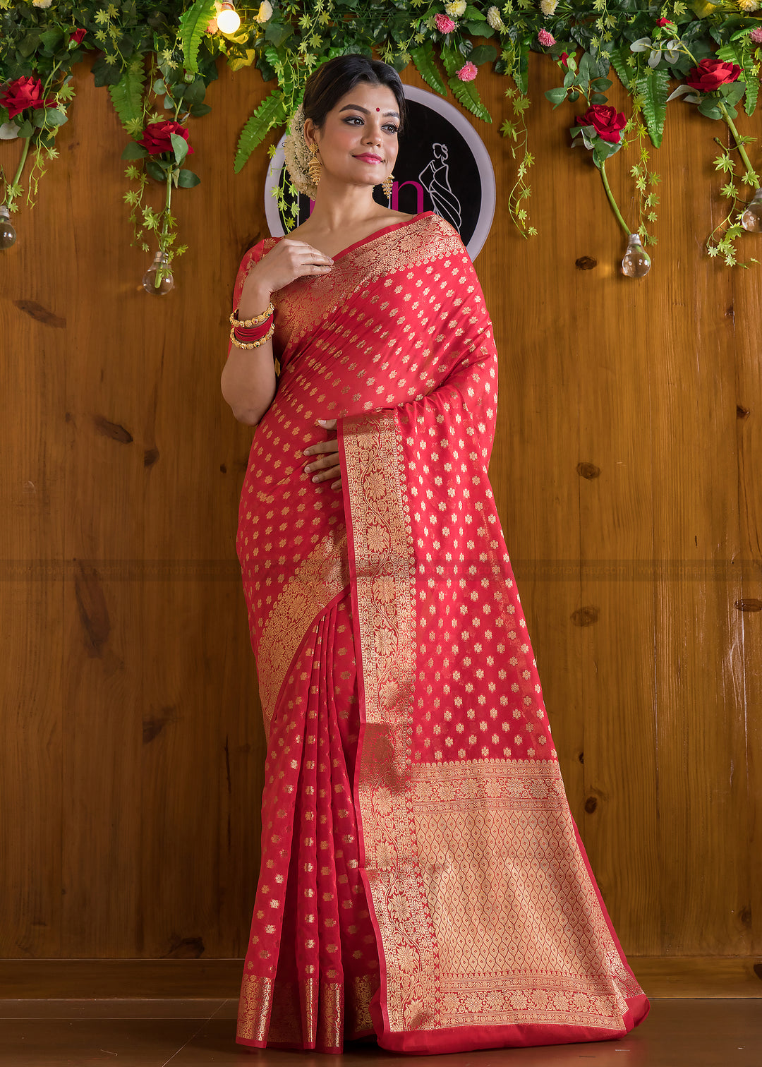 Crimson Red Banarasi Saree