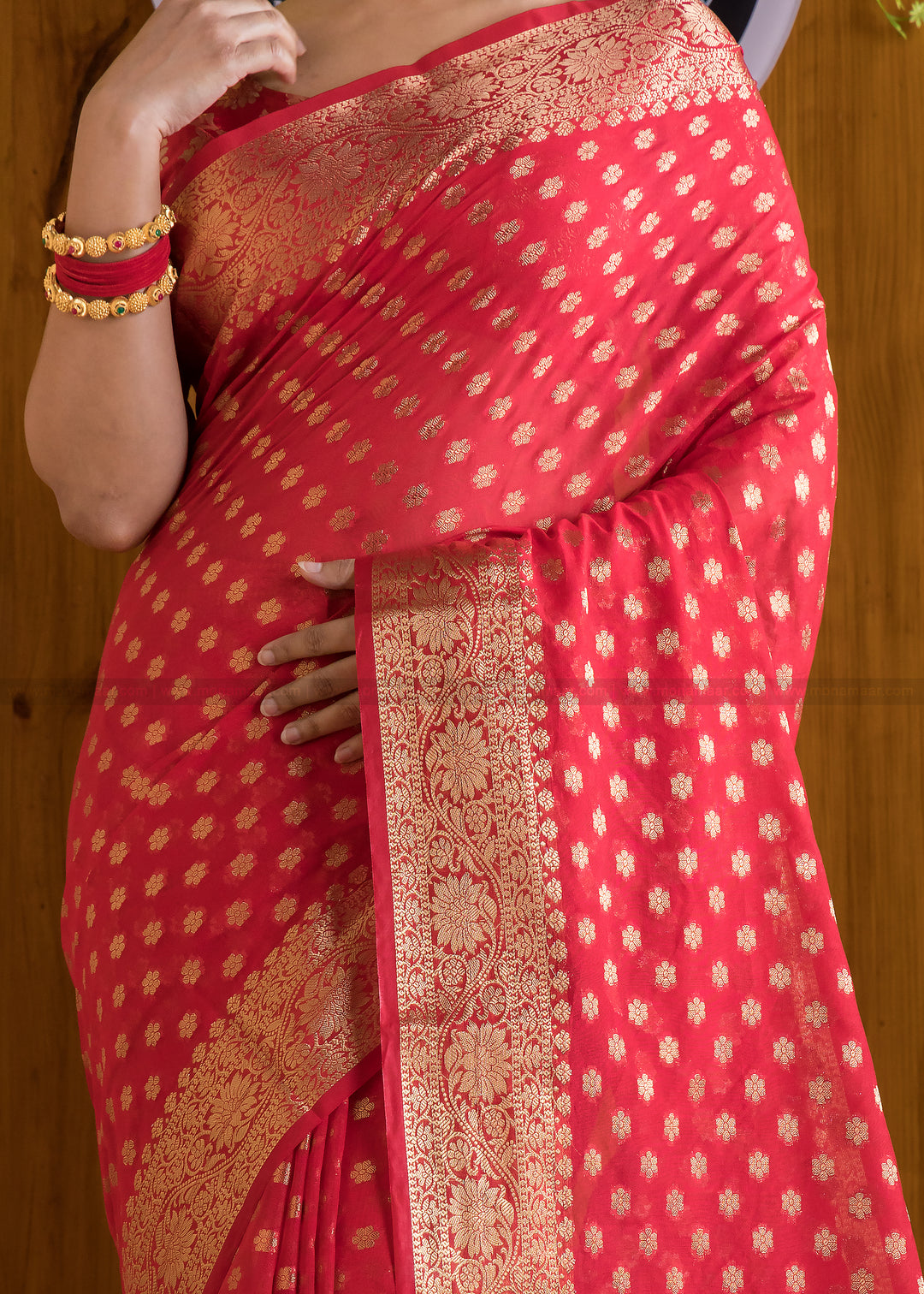 Crimson Red Banarasi Saree