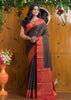 Charismatic Black Red Semi Georgette Banarasi Saree