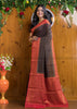 Charismatic Black Red Semi Georgette Banarasi Saree