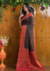 Charismatic Black Red Semi Georgette Banarasi Saree