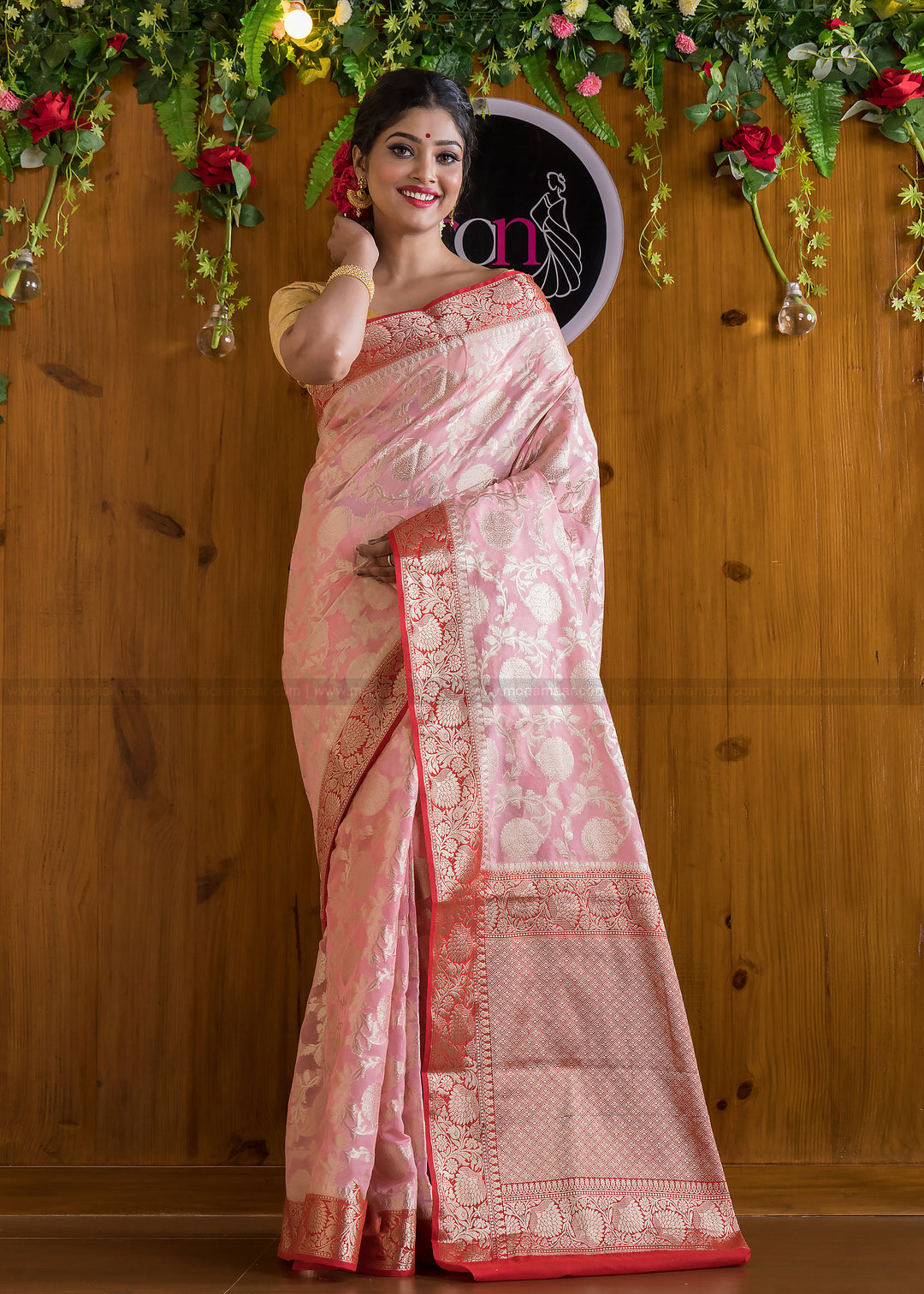 Affectionate Pink Semi Khaddi Georgette Banarasi Saree