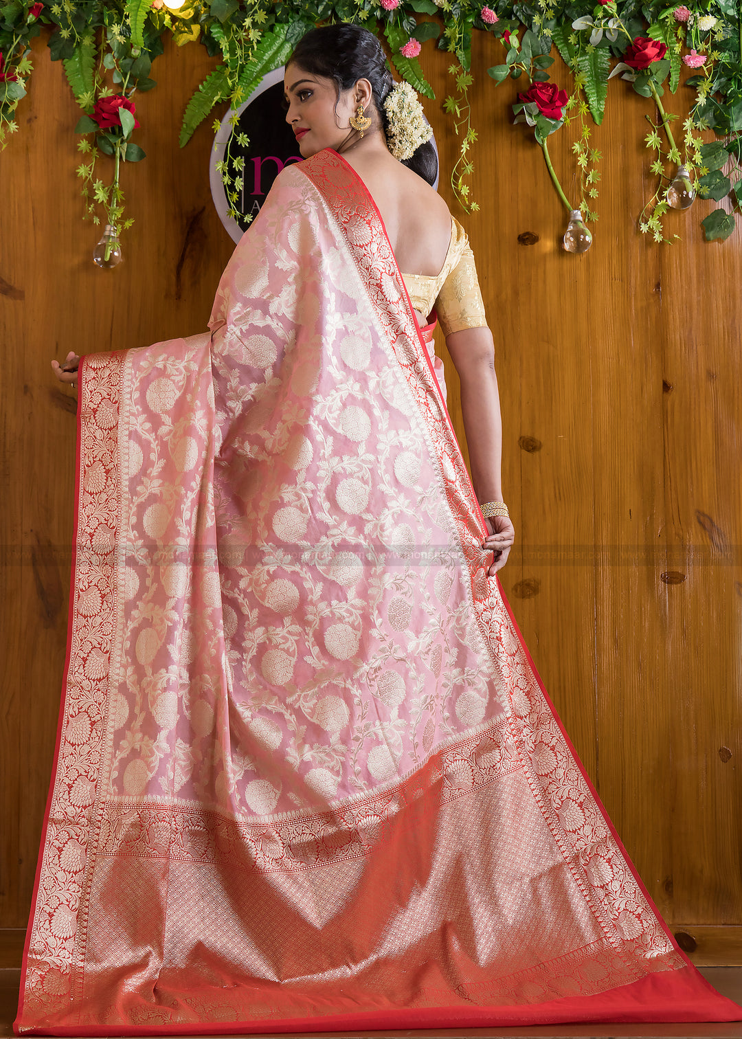 Affectionate Pink Semi Khaddi Georgette Banarasi Saree