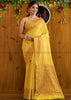 Precious and Mine Lemon Semi Khaddi Georgette Banarasi Saree