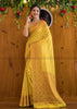 Precious and Mine Lemon Semi Khaddi Georgette Banarasi Saree