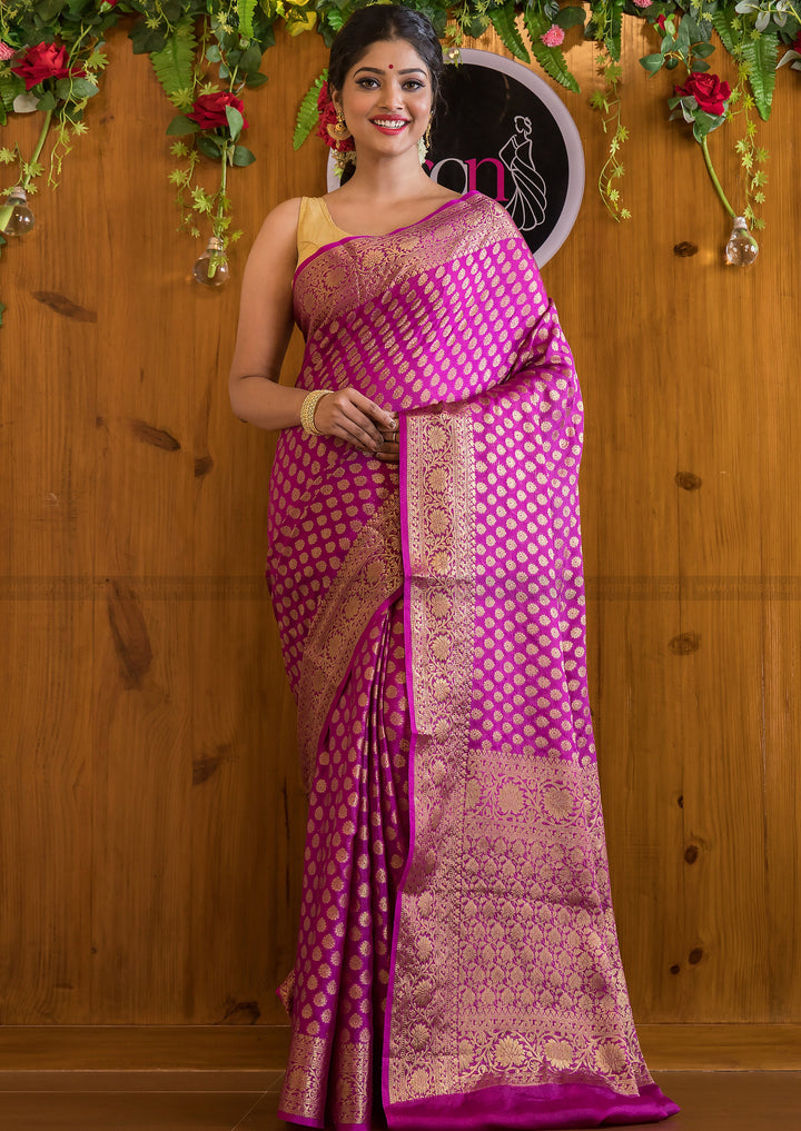 Pure Purple Banarasi Saree