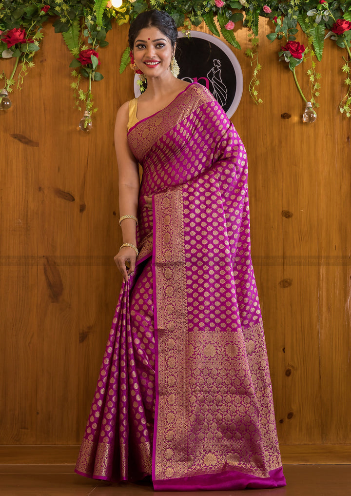 Pure Purple Banarasi Saree