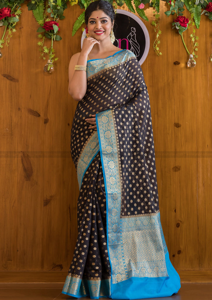 Midnight Magic Banarasi  Saree