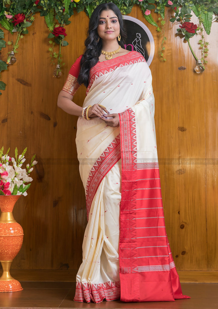 Shubho - The Auspicious White Red Saree