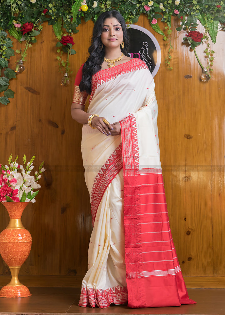 Shubho - The Auspicious White Red Saree