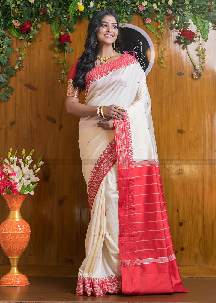 Shubho - The Auspicious White Red Saree