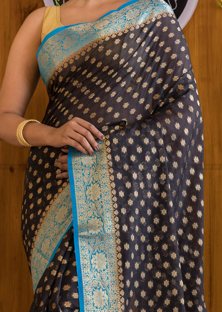 Midnight Magic Banarasi  Saree