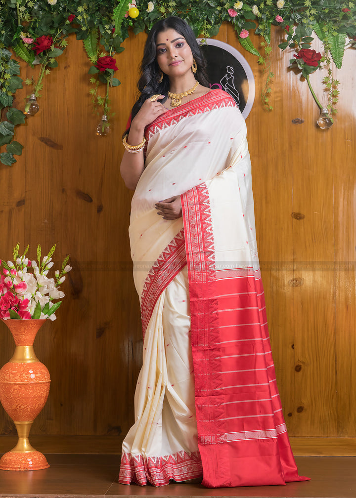 Shubho - The Auspicious White Red Saree