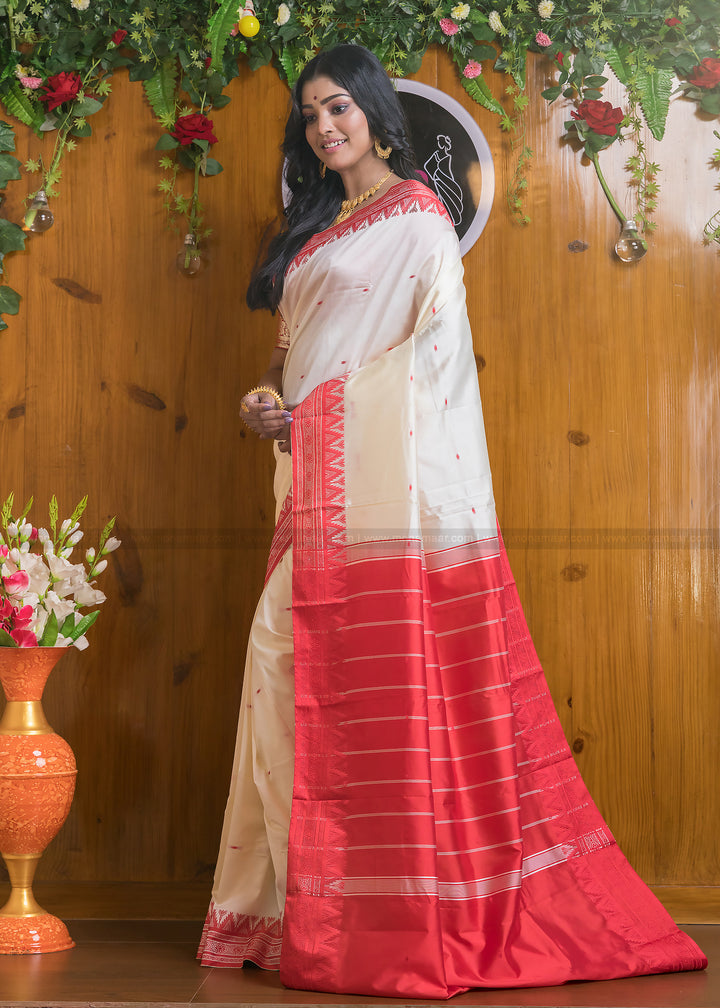 Shubho - The Auspicious White Red Saree