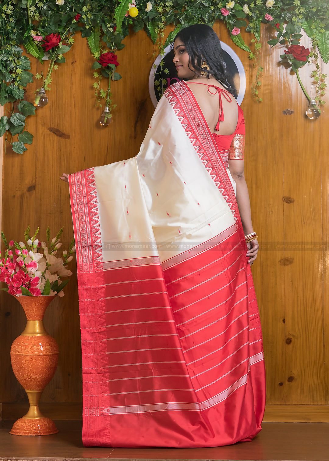 Shubho - The Auspicious White Red Saree