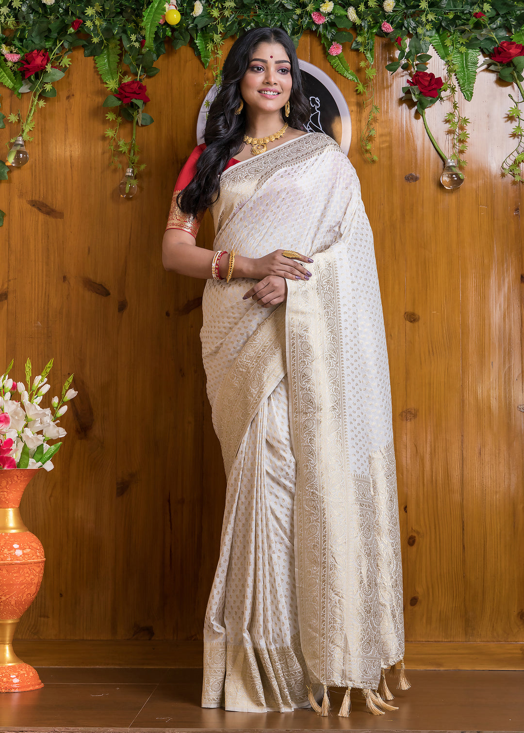 Demure Georgette Banarasi Silk Saree