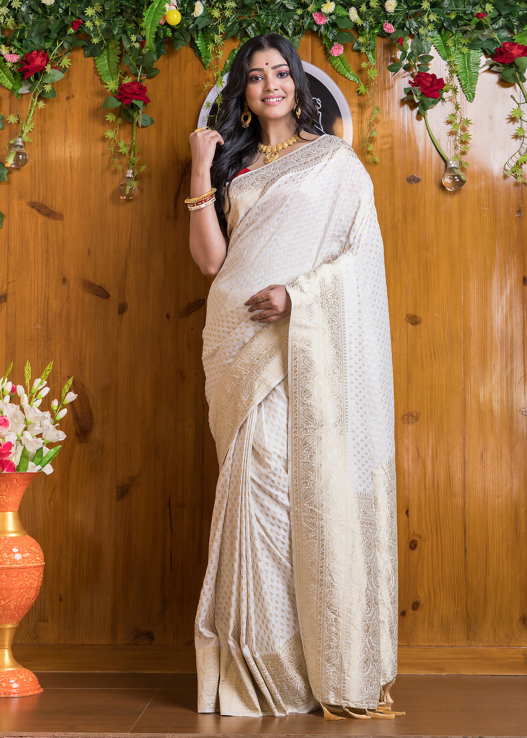 Demure Georgette Banarasi Silk Saree