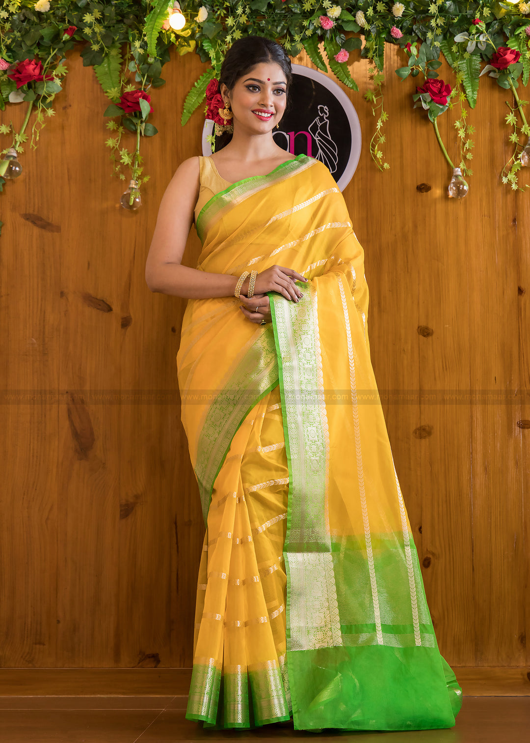 Sunflower Meadow Banarasi Organza  Saree