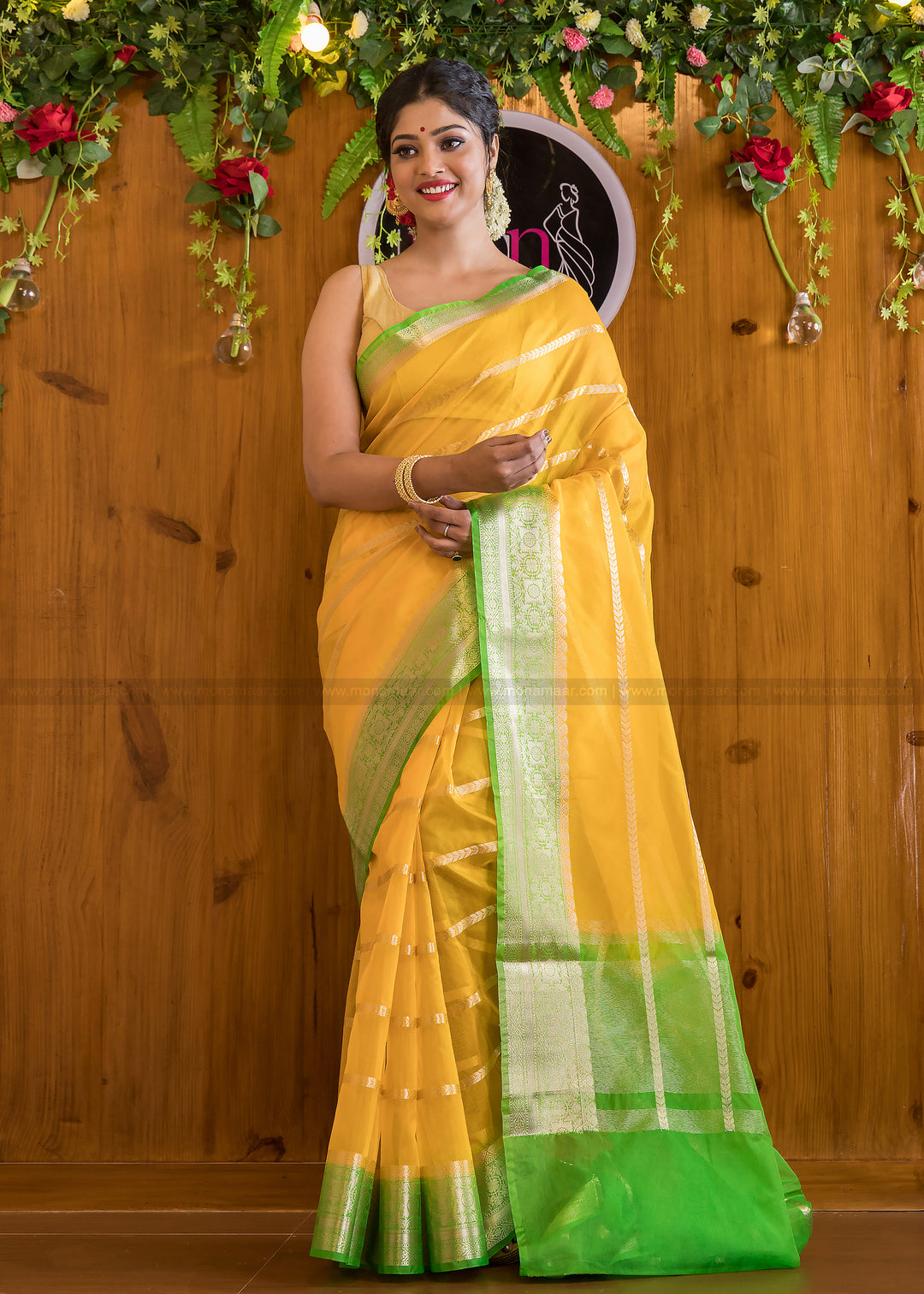 Sunflower Meadow Banarasi Organza  Saree