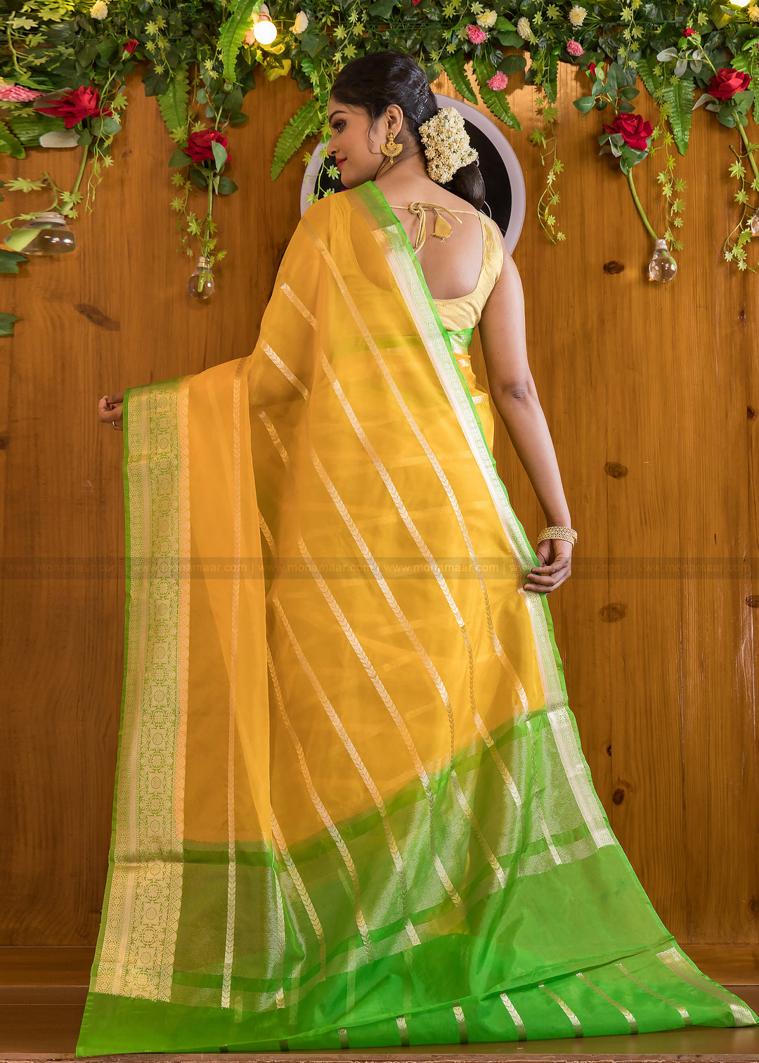 Sunflower Meadow Banarasi Organza  Saree