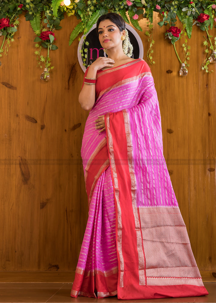 Harmonious Pink Banarasi Saree