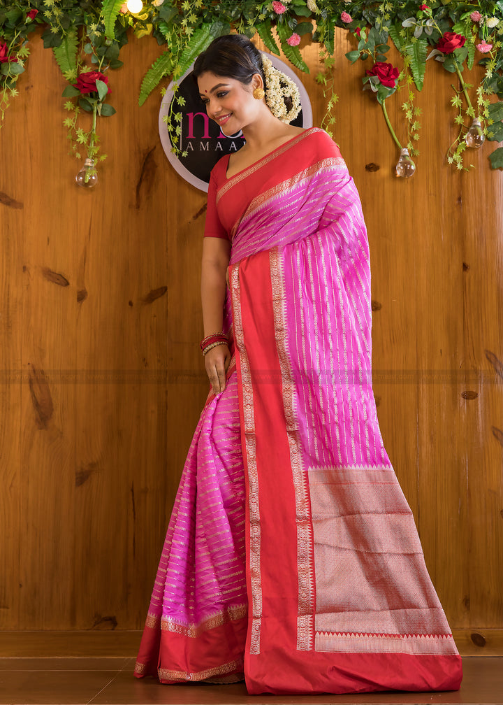 Harmonious Pink Banarasi Saree