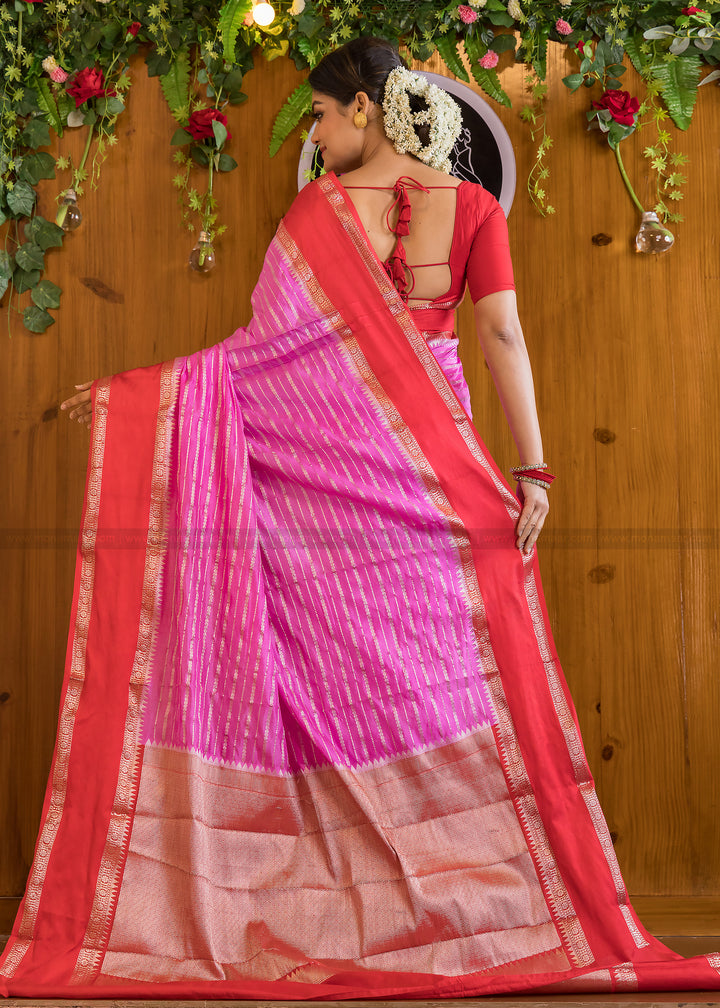 Harmonious Pink Banarasi Saree