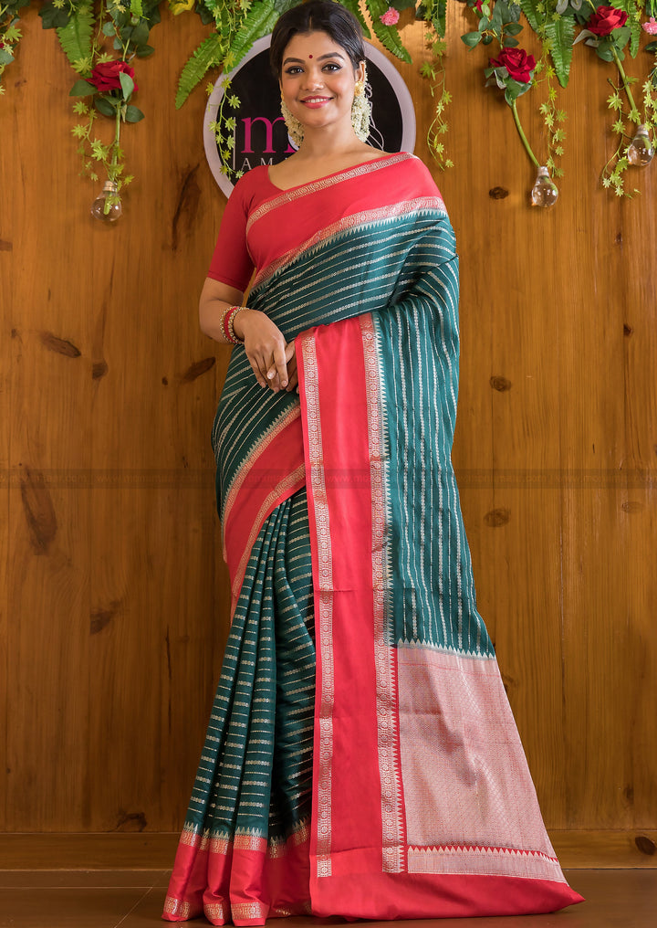 Elegant Emerald Banarasi Saree