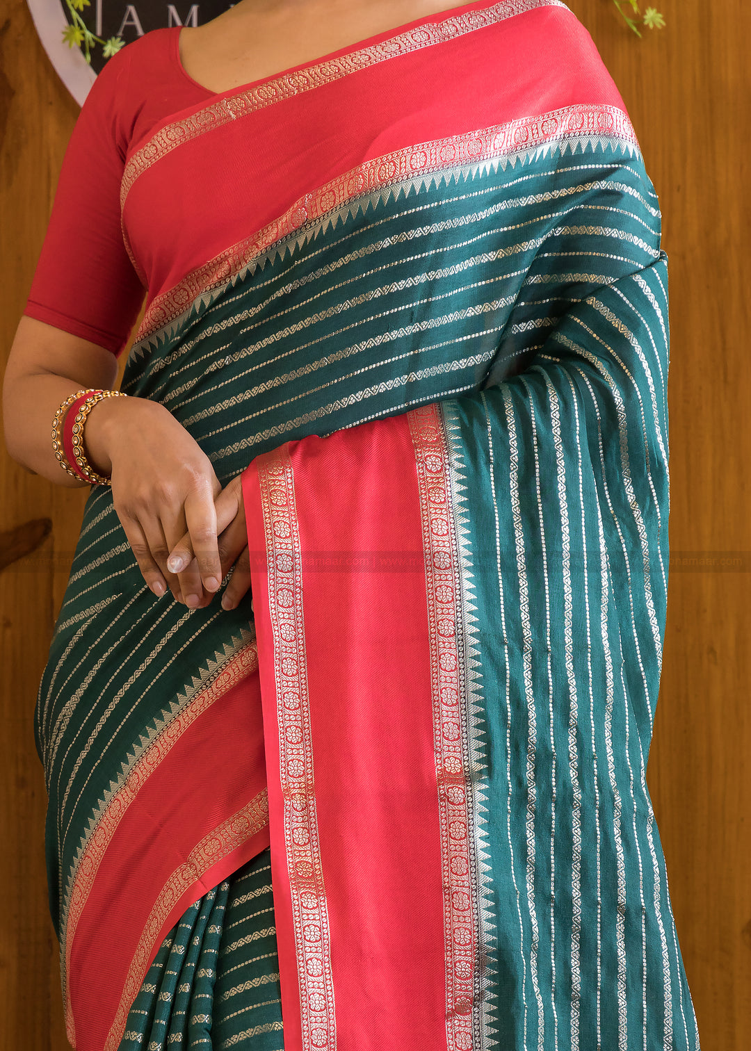 Elegant Emerald Banarasi Saree