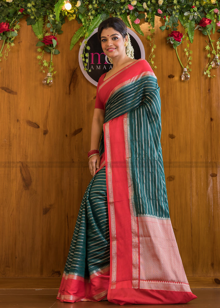 Elegant Emerald Banarasi Saree