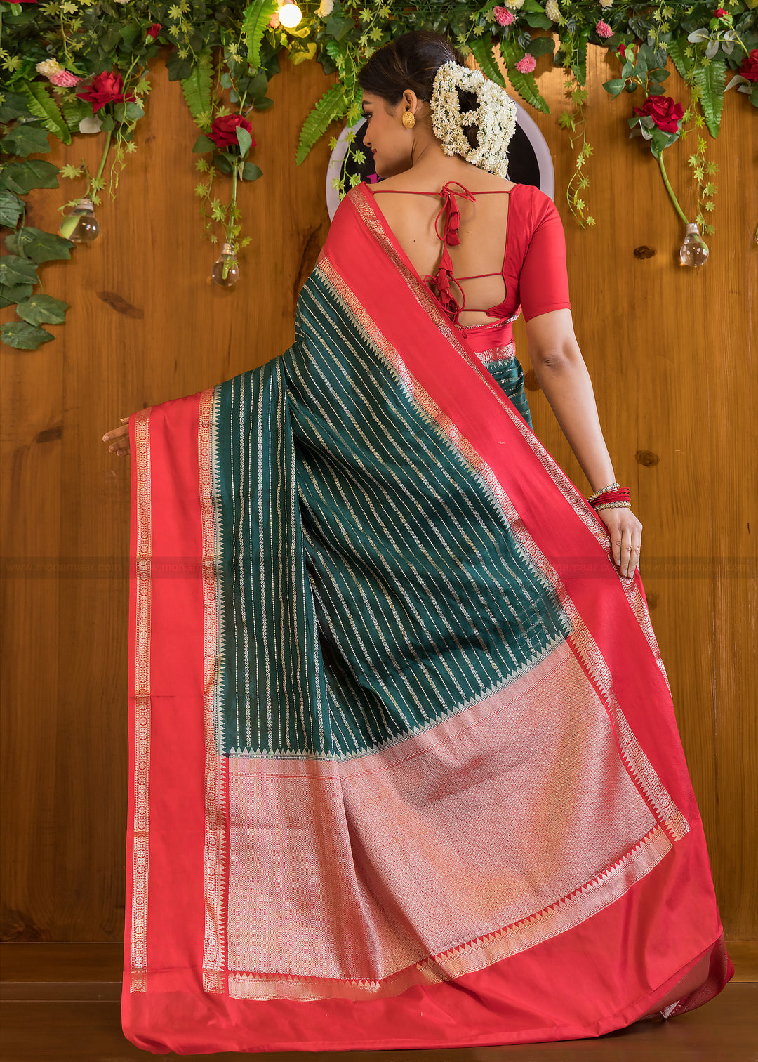 Elegant Emerald Banarasi Saree