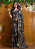 Black Resham Handwoven Silk Linen Saree