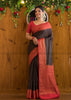 Charismatic Black Red Semi Georgette Banarasi Saree