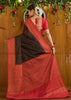 Charismatic Black Red Semi Georgette Banarasi Saree