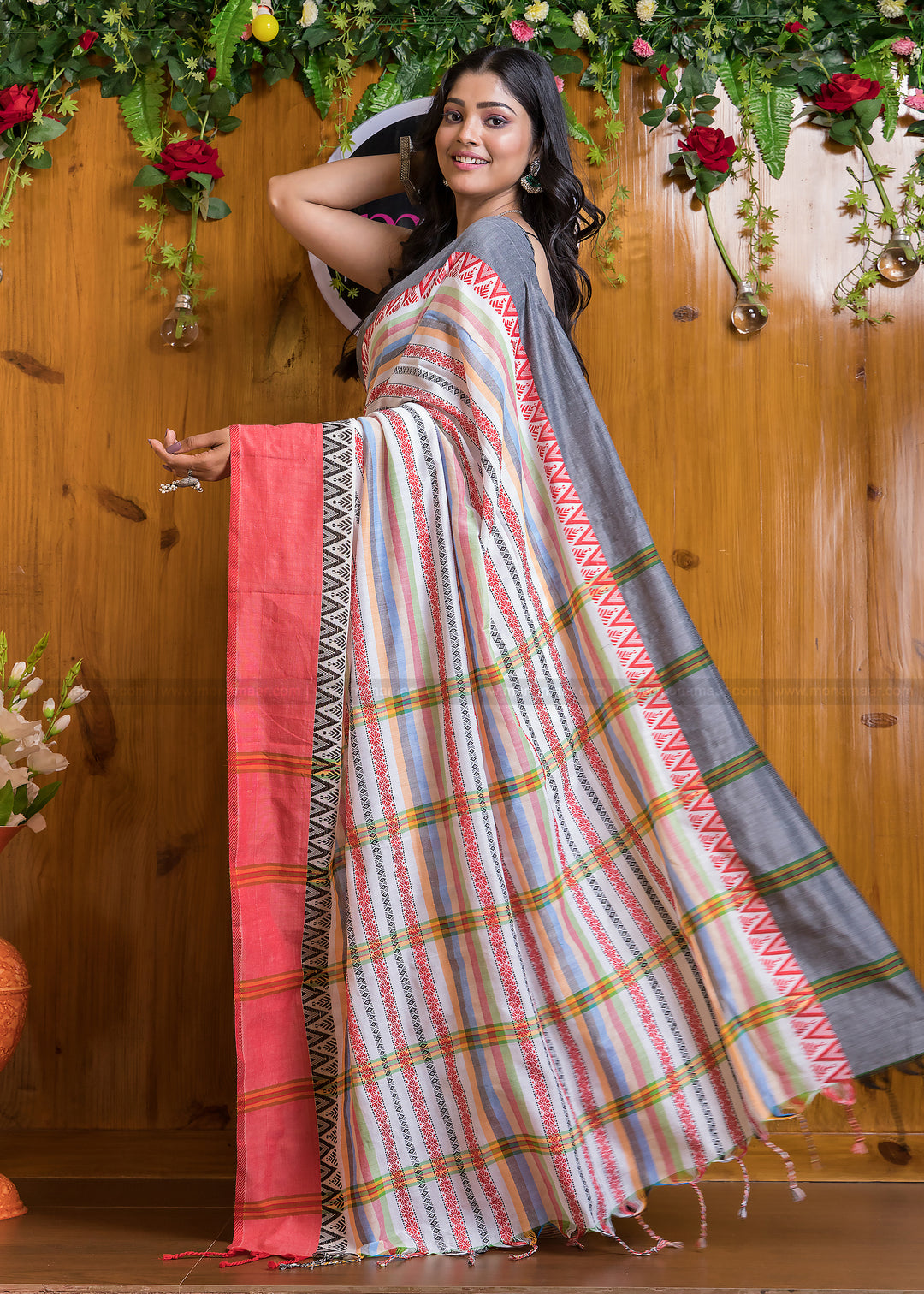 Vibrant Rainbow Khadi Cotton Saree