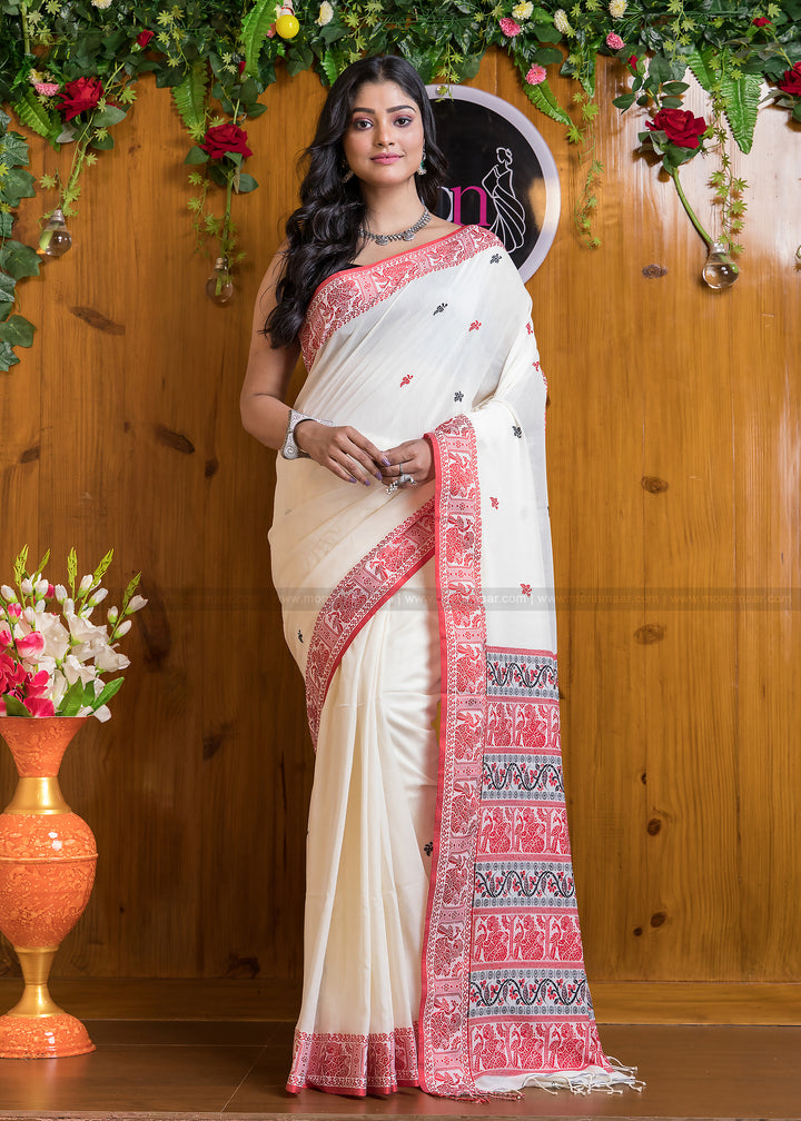 Worthy Cotton Jamdani (Pure White)Saree