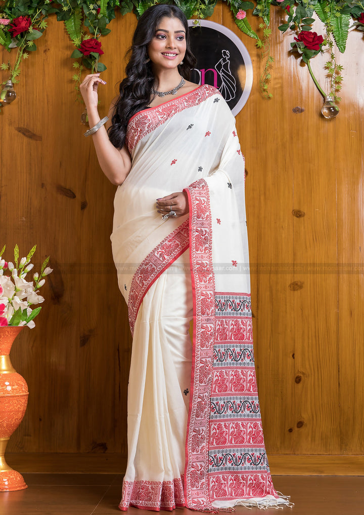 Worthy Cotton Jamdani (Pure White)Saree