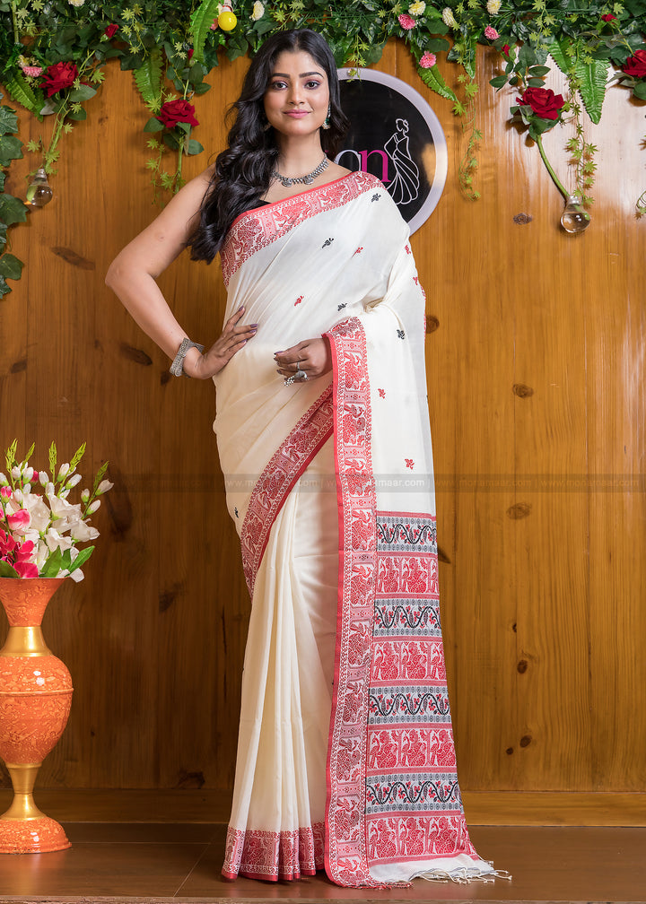 Worthy Cotton Jamdani (Pure White)Saree