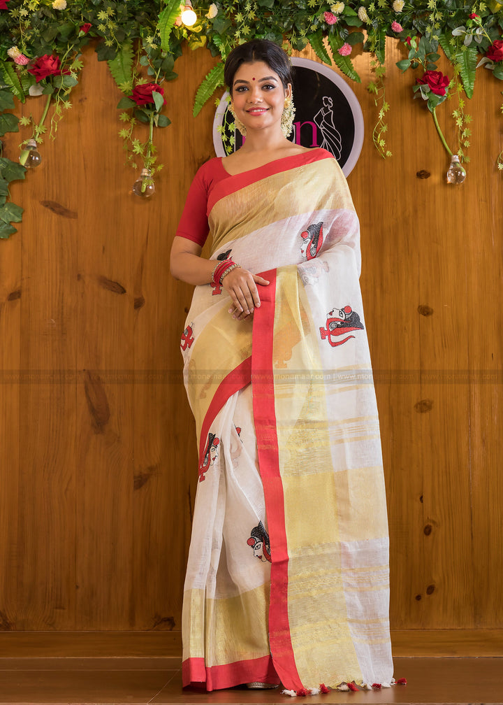 Extra-Ordinary Pure Handwoven Linen Saree