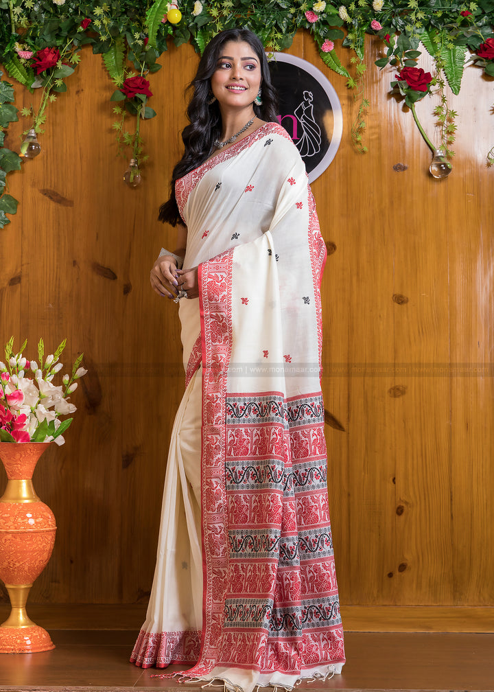 Worthy Cotton Jamdani (Pure White)Saree