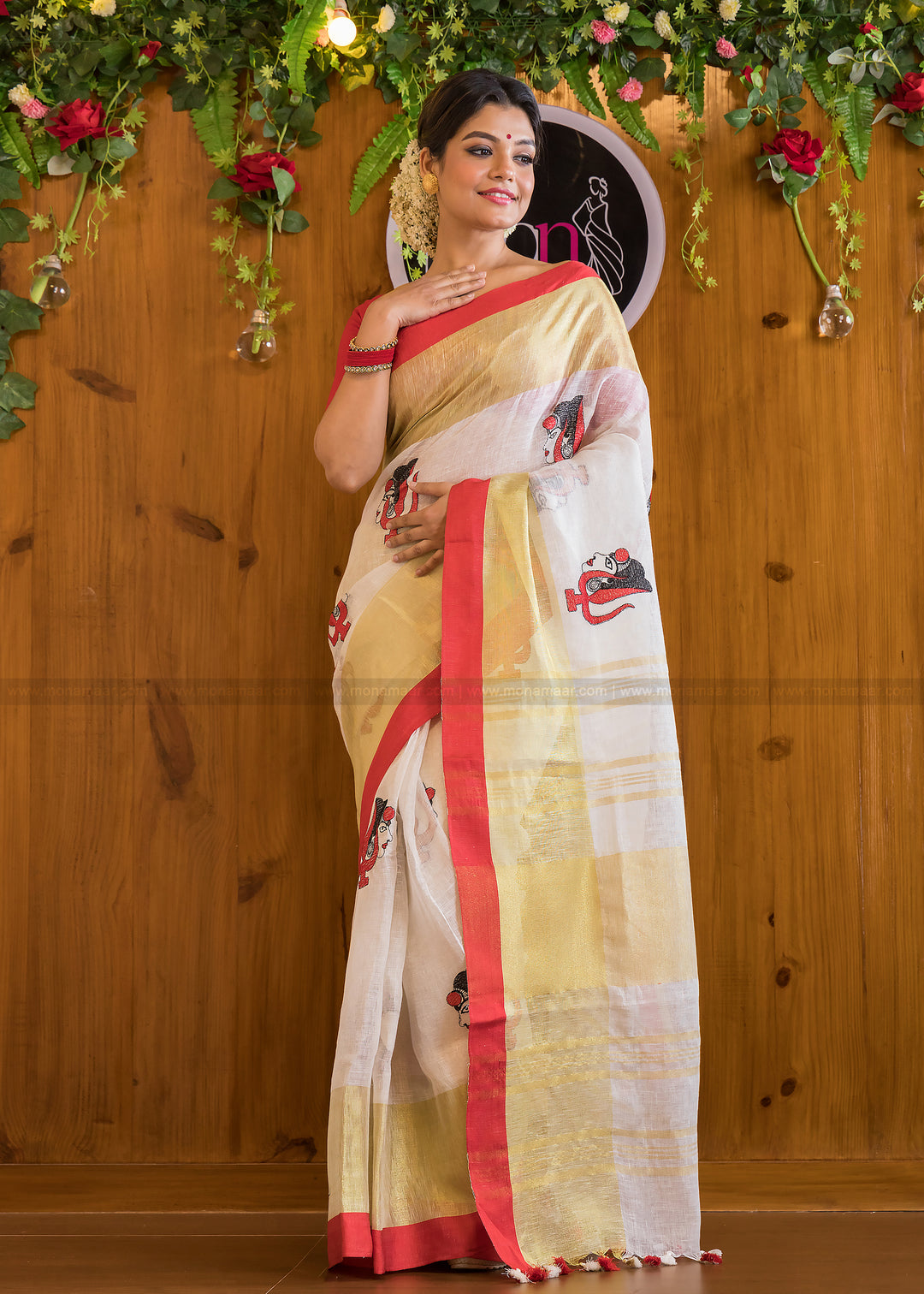 Extra-Ordinary Pure Handwoven Linen Saree