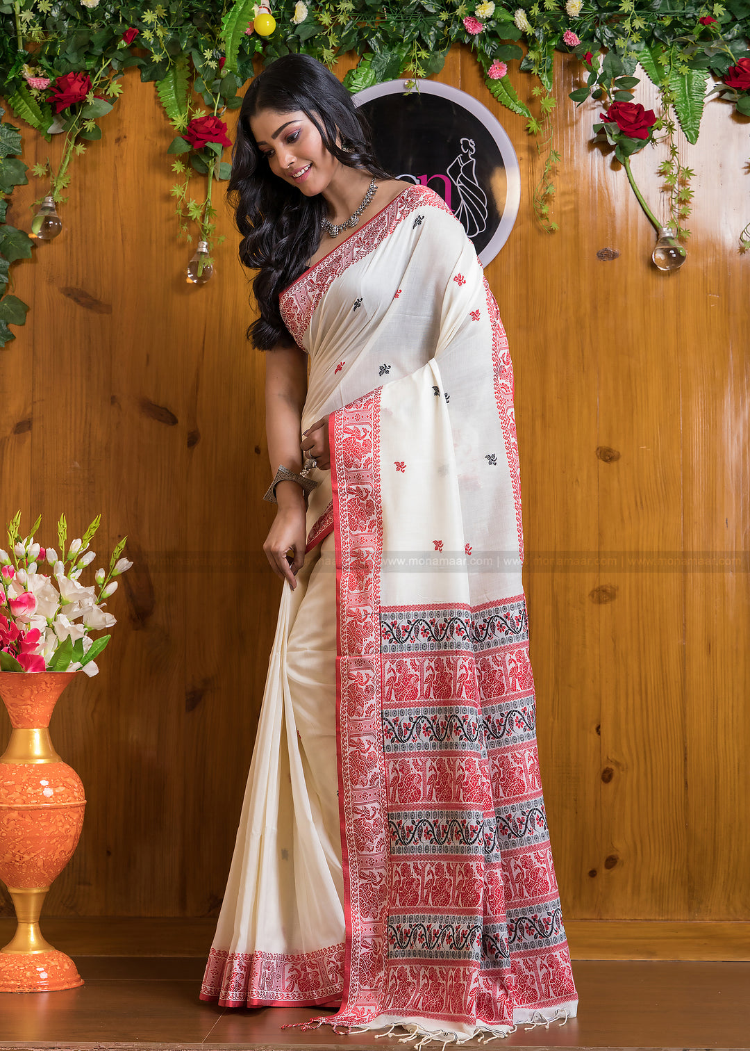 Worthy Cotton Jamdani (Pure White)Saree