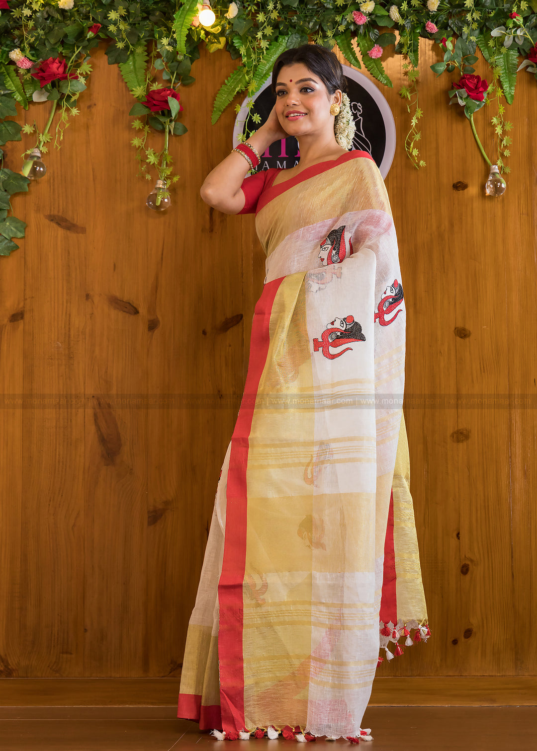 Extra-Ordinary Pure Handwoven Linen Saree