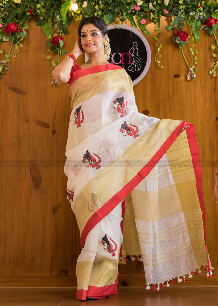 Extra-Ordinary Pure Handwoven Linen Saree