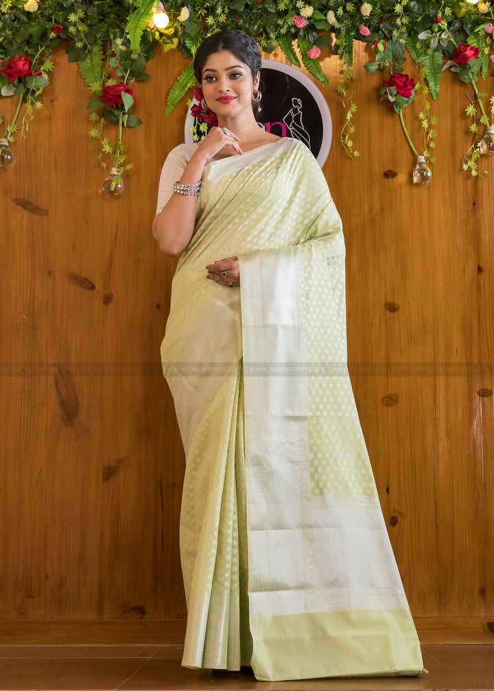 Butidar - The Silver Buti Banarasi Cotton Silk Saree