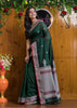 Worthy Cotton Jamdani (Antique Green) Saree