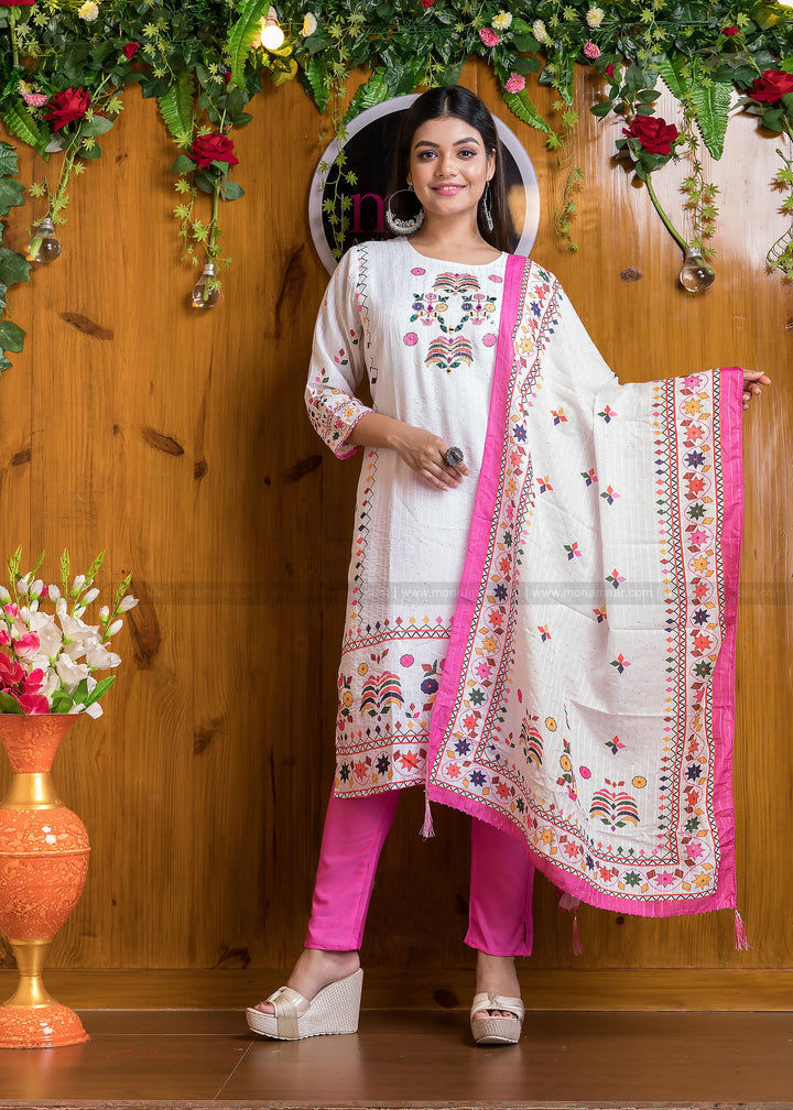 Quite White Straight Kurti Set