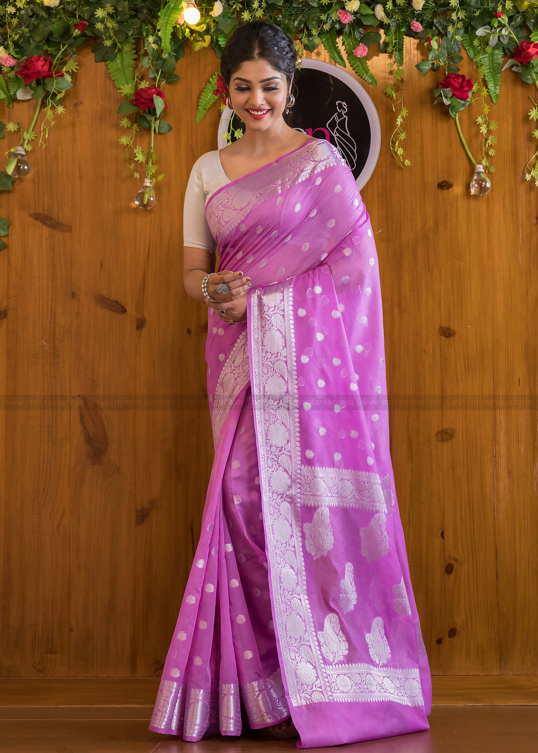 Charming Lilac Banarasi Saree